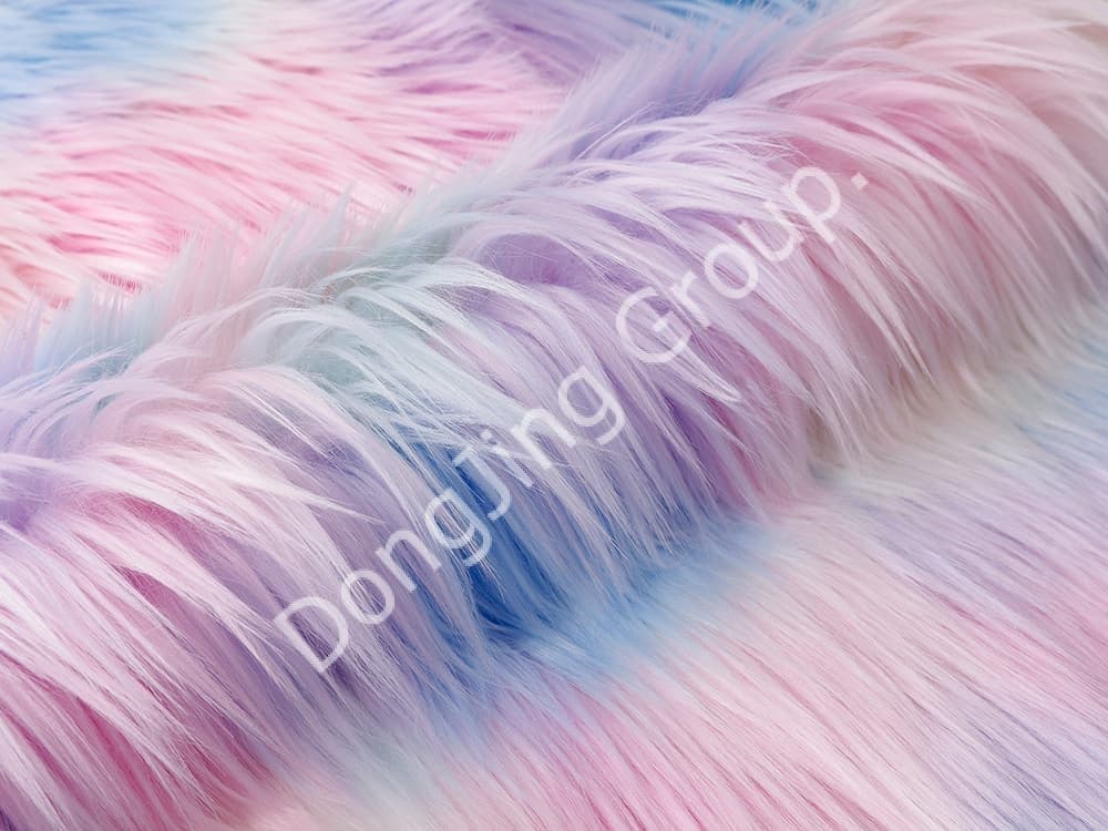 DW0020 – fünffarbiger Jacquard in Blau, Pink und Gelb faux fur fabric