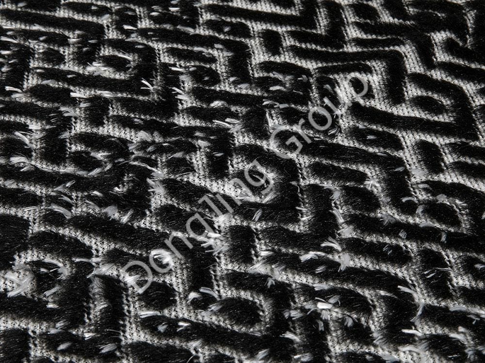 8HW0242-Schwarzes, erhabenes, weißes, nadelförmiges Kaninchenhaar faux fur fabric