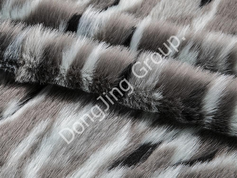 8W1856-Schwarzer blaugrauer dreifarbiger Jacquard-Softfuchs faux fur fabric