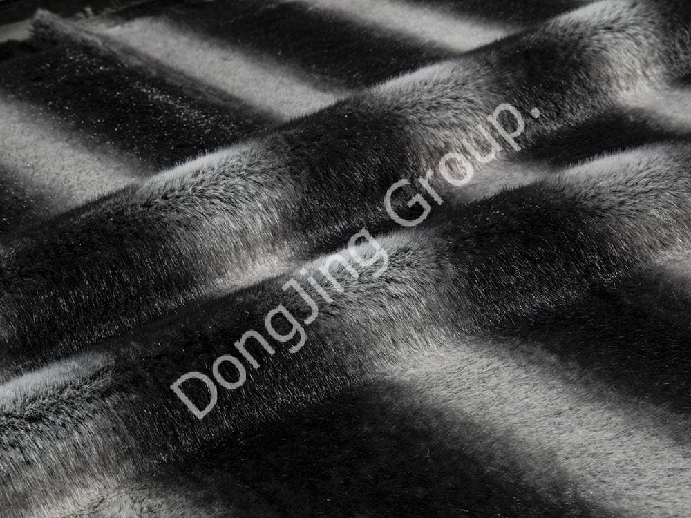 9HG0155-Schwarz gezeichnetes Kaninchenhaar faux fur fabric