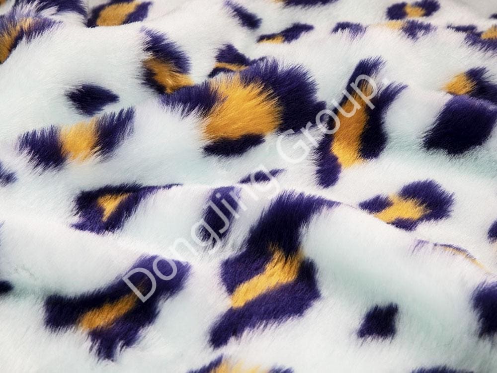 9HW0390-Dreifarbiger Jacquard (Landi-Gelb) Leopardenkreis-Leopardendruck faux fur fabric