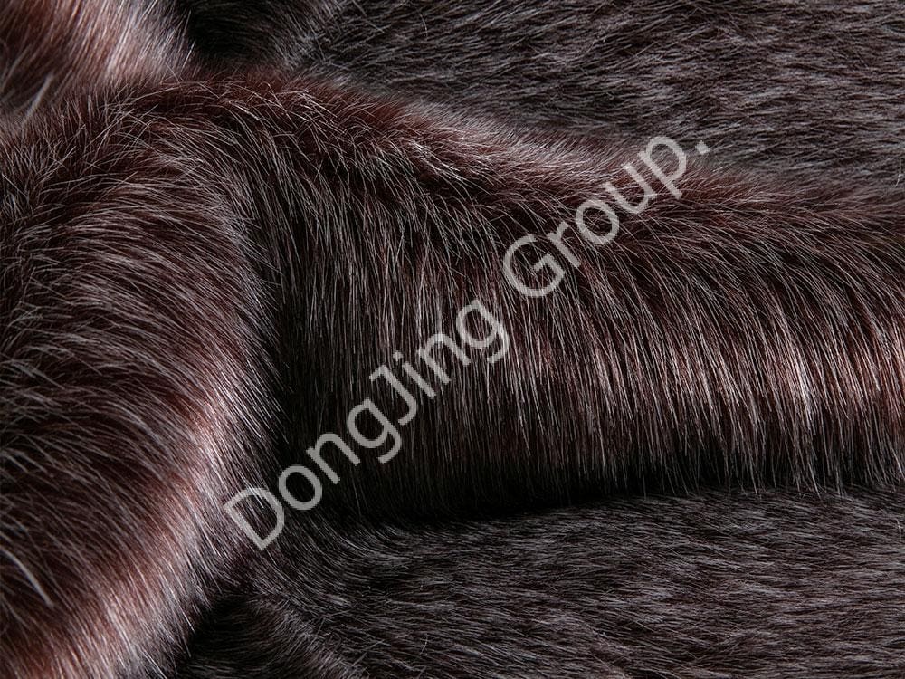 9KW0176-Rote Kaffeespange aus gebleichtem haarigem Fuchspelz faux fur fabric