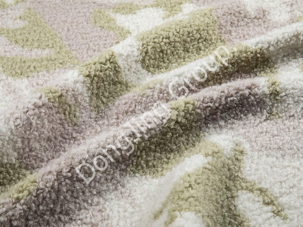 9KW0368-Dreifarbiges Tarngrün Haferflocken-Wollimitat faux fur fabric