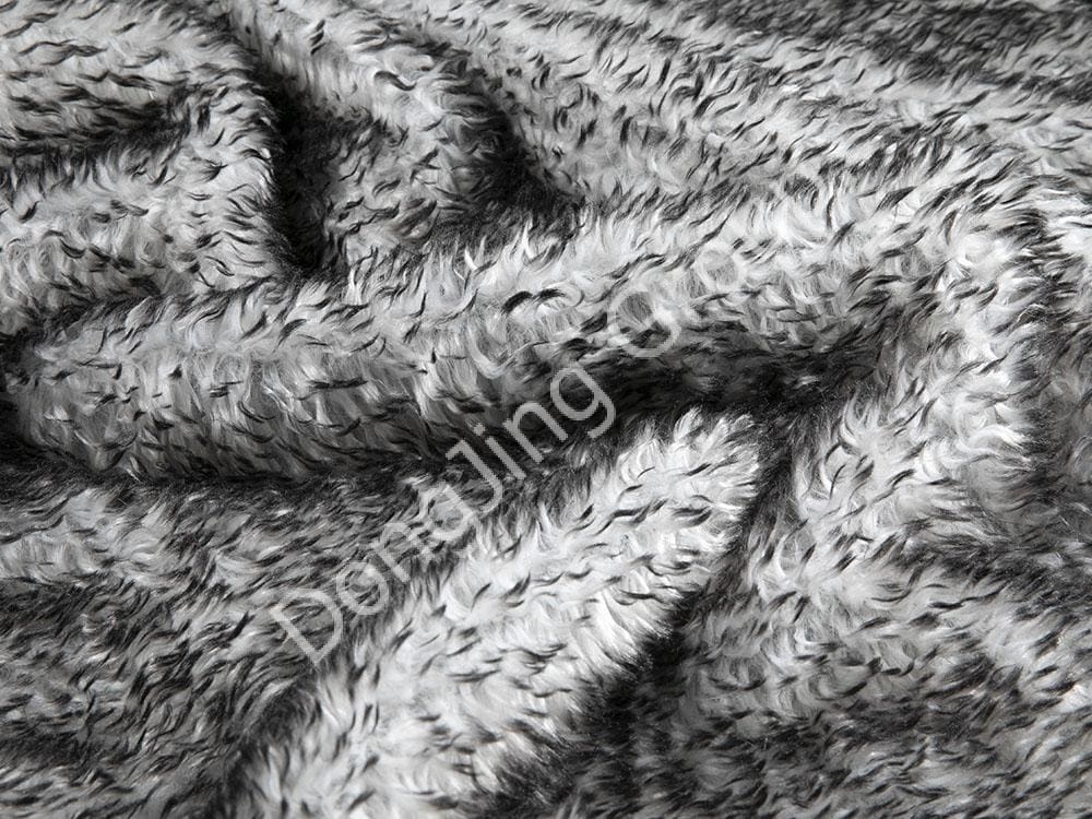 9KZ0035-Schwarze Spitzwalzengrundplatte bedruckt mit gleichfarbigem Wollimitat faux fur fabric