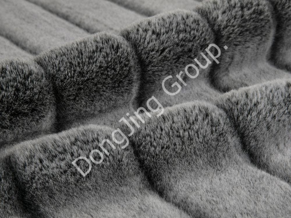 9T1179-Schwarzes Kaninchenhaar geprägtes Kaninchenhaar faux fur fabric