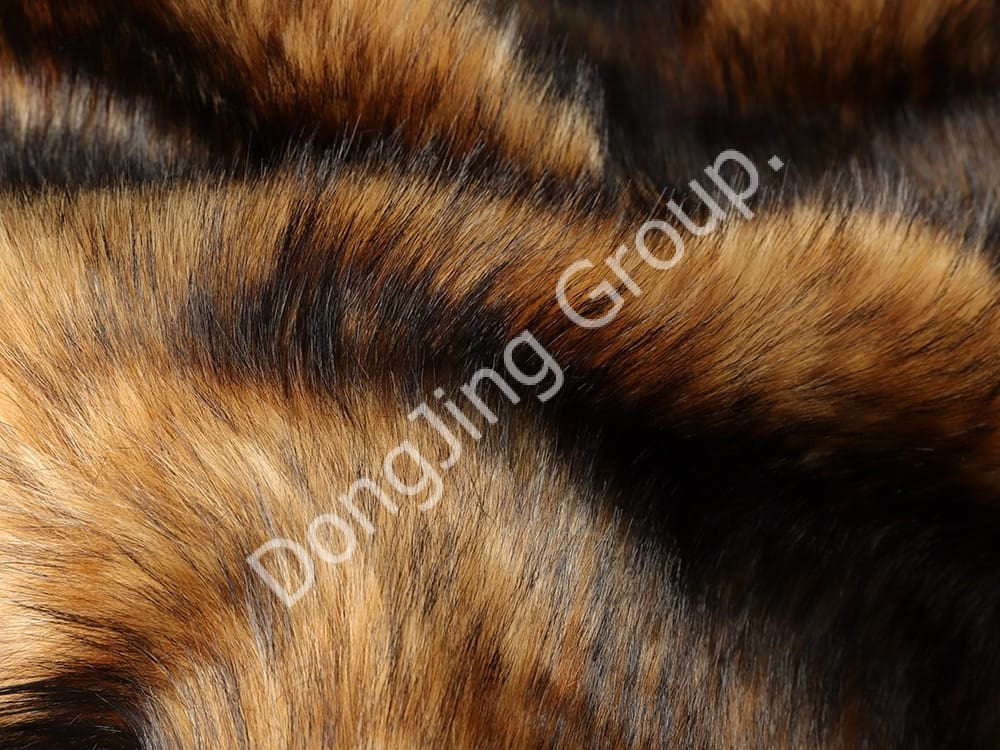 9W0591-Braunes und beiges zweifarbiges Jacquard-Doppelspitzen-Waschbärhaar faux fur fabric