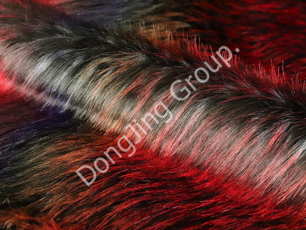 9W1392-Schwarzes und rotes Waschbärhaar faux fur fabric